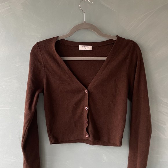 Aritzia Babaton Georgia Cardigan Dark Cocoa Size M - Picture 6 of 8